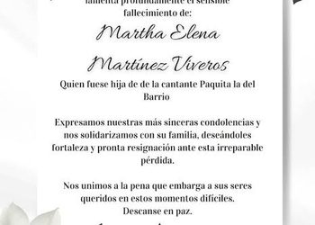 Muere Martha Elena Martínez Viveros, hija de la legendaria cantante Paquita la del Barrio