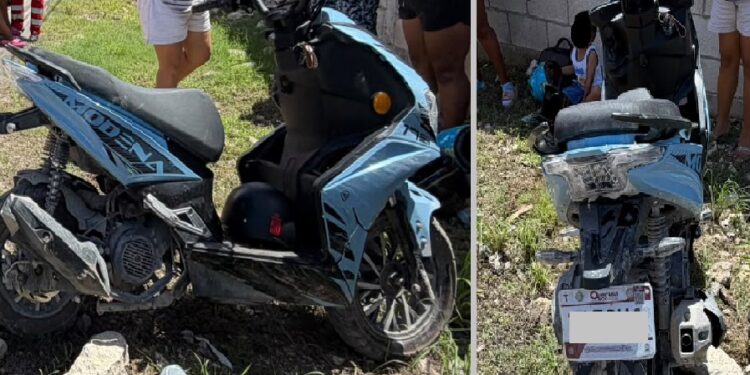 Milagro en Playa del Carmen: Casco salva a una madre y sus dos hijos tras derrapar en motocicleta